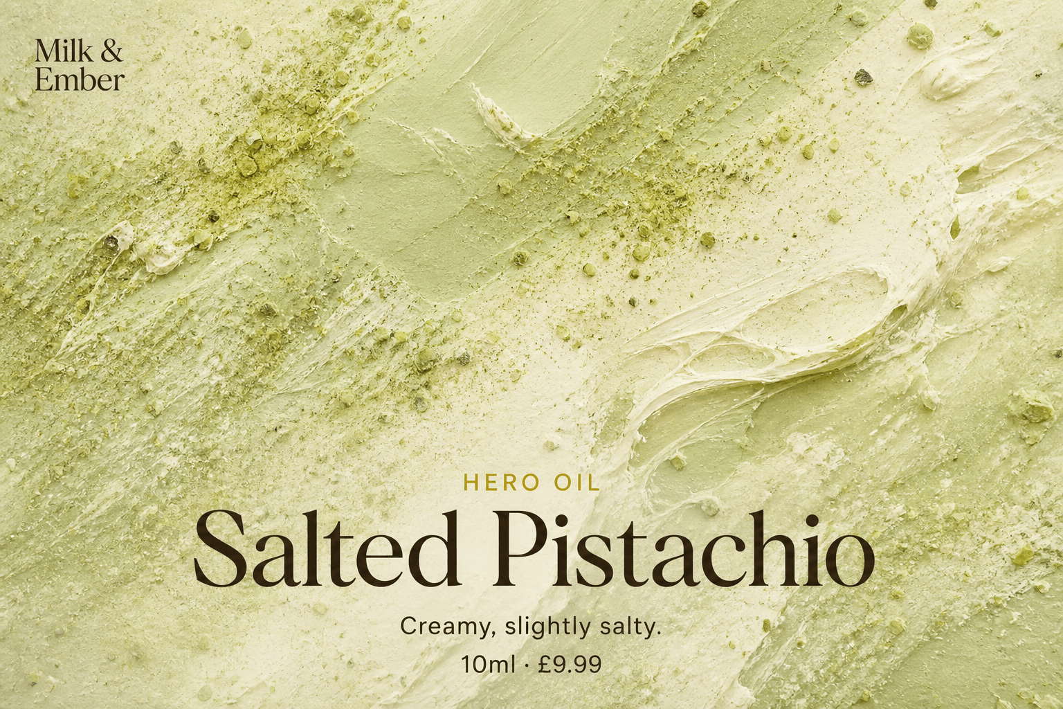 Salted Pistachio 10ml perfume oil, Milk & Ember