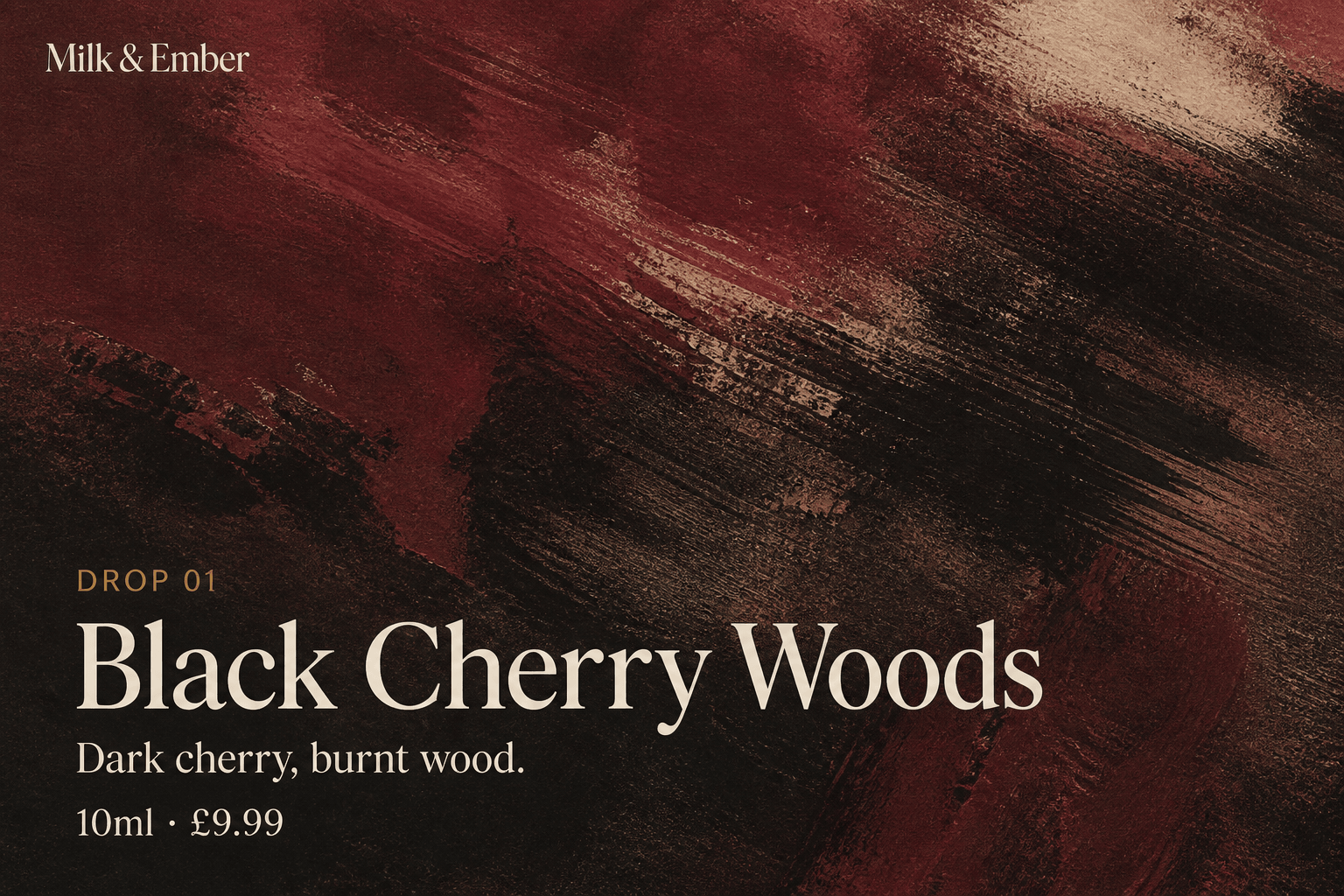 Black Cherry Woods 10ml perfume oil, Milk & Ember
